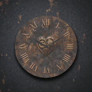 Steampunk-Rustikuhr aus Metall für die Wand Große Wanduhr