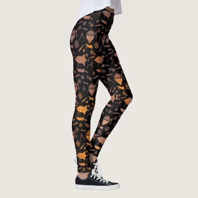 Steampunk Rusty Airships Leggings (Rechts)