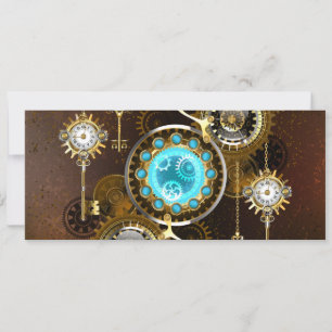 Steampunk Rusty Background with Turquoise Lenses Karte