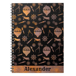 Steampunk Rusty Ballooning Theme Individuelle Name Notizblock