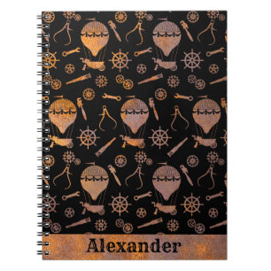 Steampunk Rusty Ballooning Theme Individuelle Name Notizblock