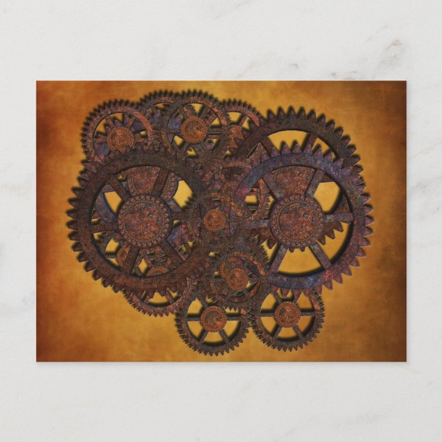 Steampunk Rusty Gears Postkarte (Vorderseite)