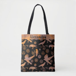 Steampunk-Rusty Gears und Crows-Individuelle Name Tasche