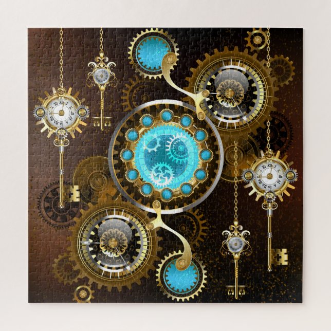 Steampunk Rusty Hintergrund mit türkisfarbenen Lin (Vertikal)