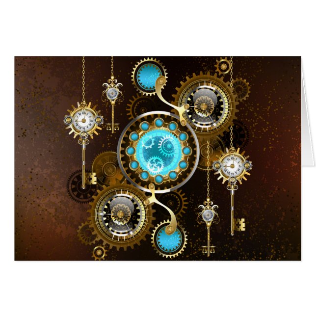 Steampunk Rusty Hintergrund mit türkisfarbenen Lin (Vorderseite (Horizontal))