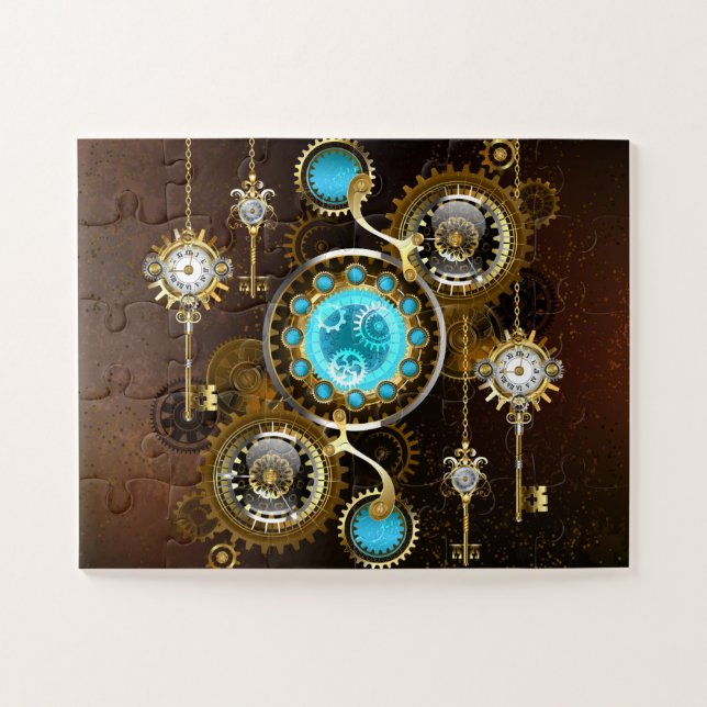 Steampunk Rusty Hintergrund mit türkisfarbenen Lin (Horizontal)