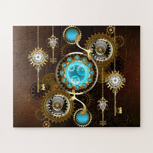 Steampunk Rusty Hintergrund mit türkisfarbenen Lin (Horizontal)