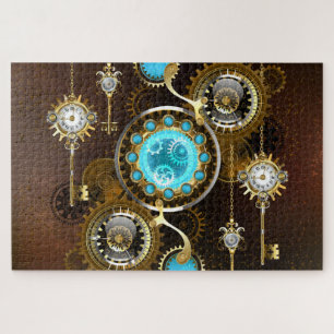Steampunk Rusty Hintergrund mit türkisfarbenen Lin