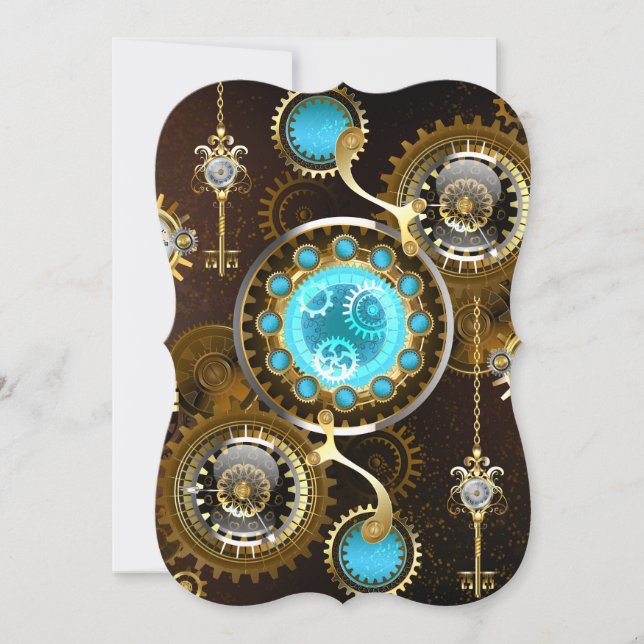 Steampunk Rusty Hintergrund mit türkisfarbenen Lin (Vorderseite)