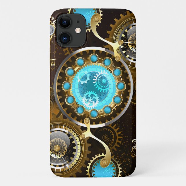 Steampunk Rusty Hintergrund mit türkisfarbenen Lin Case-Mate iPhone Hülle (Rückseite)