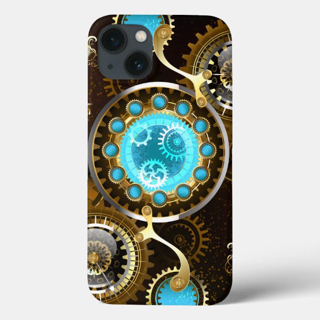 Steampunk Rusty Hintergrund mit türkisfarbenen Lin Case-Mate iPhone Hülle (Rückseite)