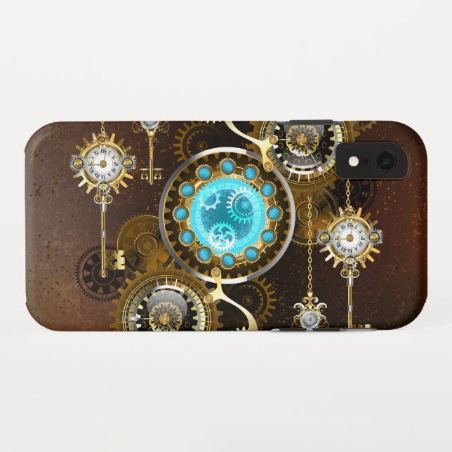 Steampunk Rusty Hintergrund mit türkisfarbenen Lin Case-Mate iPhone Hülle (Rückseite (Horizontal))