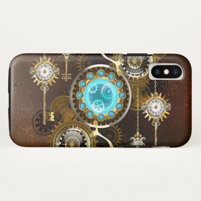 Steampunk Rusty Hintergrund mit türkisfarbenen Lin Case-Mate iPhone Hülle (Rückseite (Horizontal))