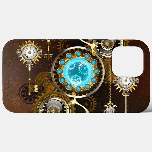 Steampunk Rusty Hintergrund mit türkisfarbenen Lin Case-Mate iPhone Hülle (Rückseite (Horizontal))