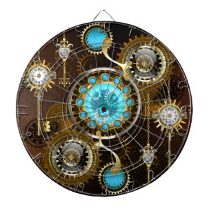 Steampunk Rusty Hintergrund mit türkisfarbenen Lin Dartscheibe