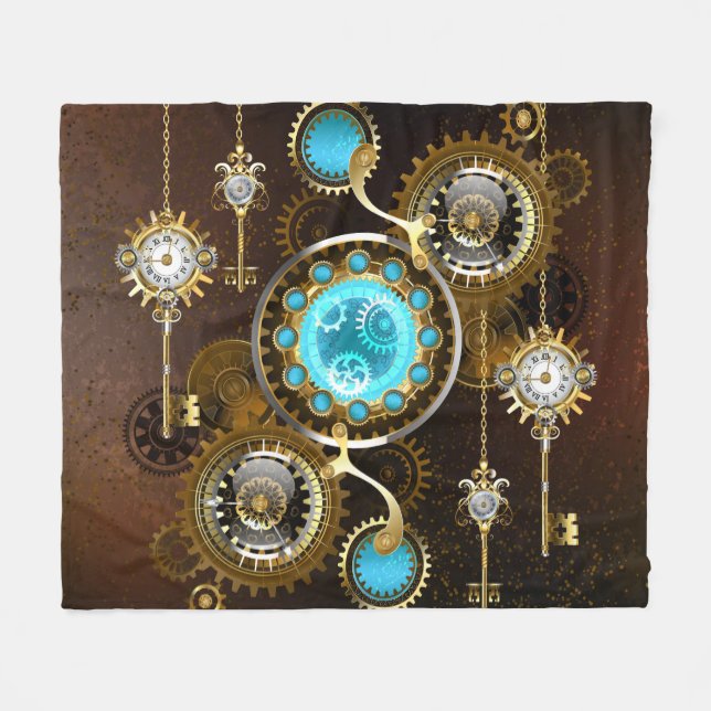 Steampunk Rusty Hintergrund mit türkisfarbenen Lin Fleecedecke (Vorderseite (Horizontal))