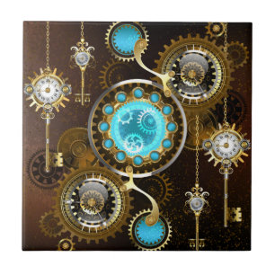 Steampunk Rusty Hintergrund mit türkisfarbenen Lin Fliese