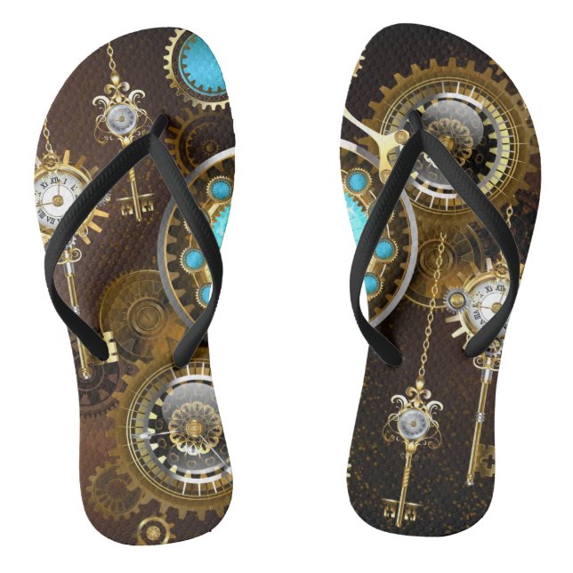 Steampunk Rusty Hintergrund mit türkisfarbenen Lin Flip Flops (Fußbett)