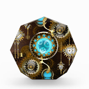 Steampunk Rusty Hintergrund mit türkisfarbenen Lin Fotoblock