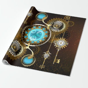 Steampunk Rusty Hintergrund mit türkisfarbenen Lin Geschenkpapier