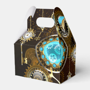 Steampunk Rusty Hintergrund mit türkisfarbenen Lin Geschenkschachtel