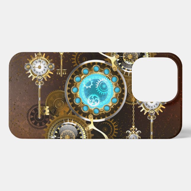Steampunk Rusty Hintergrund mit türkisfarbenen Lin iPhone 13 Pro Hülle (Rückseite (Horizontal))