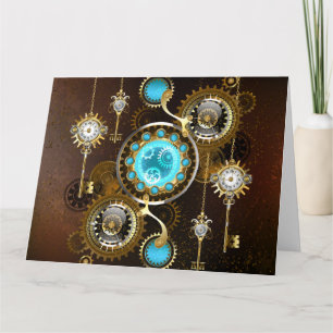 Steampunk Rusty Hintergrund mit türkisfarbenen Lin Karte