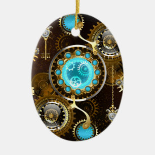 Steampunk Rusty Hintergrund mit türkisfarbenen Lin Keramik Ornament