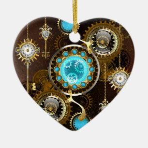 Steampunk Rusty Hintergrund mit türkisfarbenen Lin Keramik Ornament