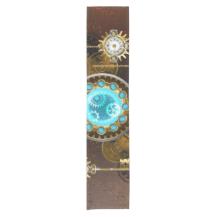 Steampunk Rusty Hintergrund mit türkisfarbenen Lin Kurzer Tischläufer