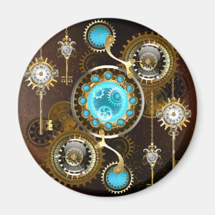 Steampunk Rusty Hintergrund mit türkisfarbenen Lin Magnet