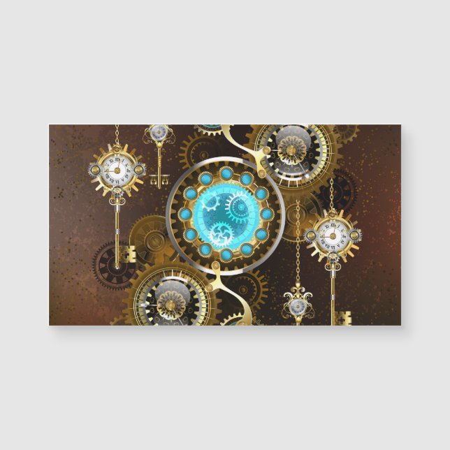 Steampunk Rusty Hintergrund mit türkisfarbenen Lin Magnetkarte (Vorderseite)