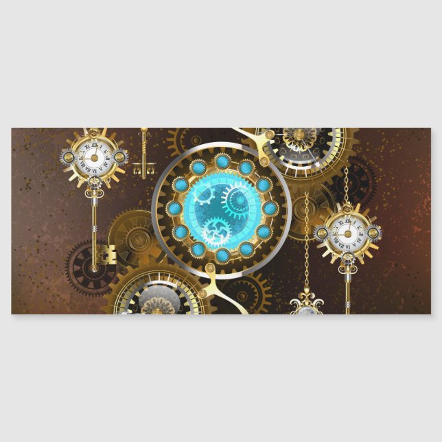 Steampunk Rusty Hintergrund mit türkisfarbenen Lin Magnetkarte (Vorderseite)
