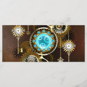 Steampunk Rusty Hintergrund mit türkisfarbenen Lin Menükarte