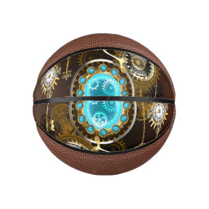 Steampunk Rusty Hintergrund mit türkisfarbenen Lin Mini Basketball