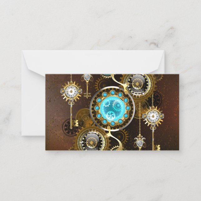 Steampunk Rusty Hintergrund mit türkisfarbenen Lin Mitteilungskarte (Vorderseite)