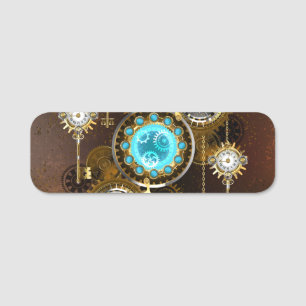 Steampunk Rusty Hintergrund mit türkisfarbenen Lin Namensschild