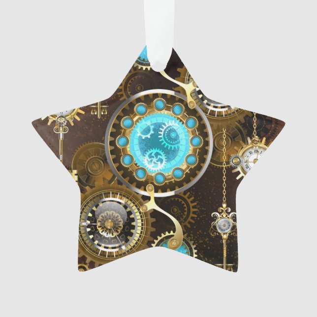 Steampunk Rusty Hintergrund mit türkisfarbenen Lin Ornament (Vorderseite)