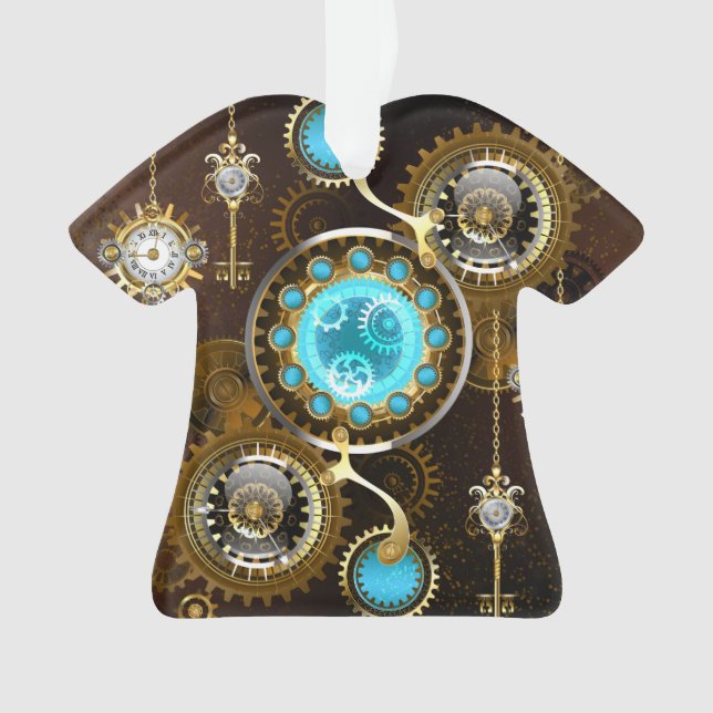 Steampunk Rusty Hintergrund mit türkisfarbenen Lin Ornament (Vorderseite)