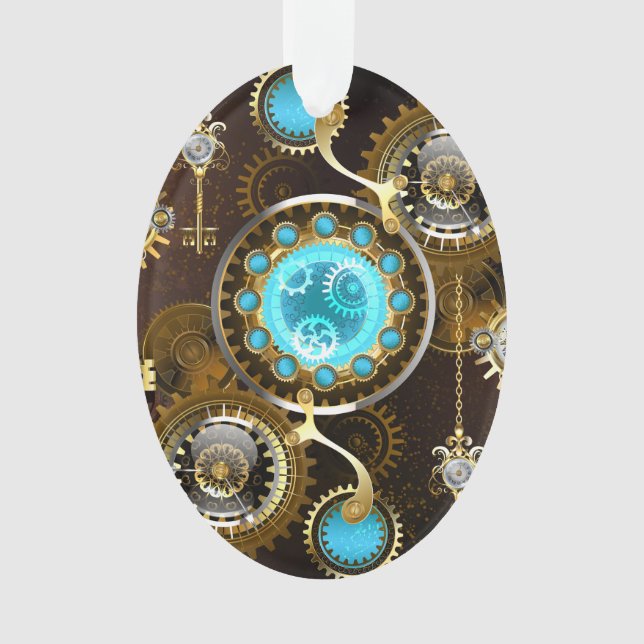 Steampunk Rusty Hintergrund mit türkisfarbenen Lin Ornament (Vorderseite)