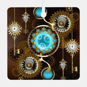 Steampunk Rusty Hintergrund mit türkisfarbenen Lin Ornament Aus Metall