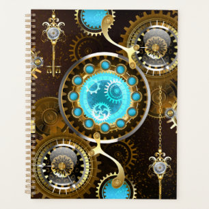 Steampunk Rusty Hintergrund mit türkisfarbenen Lin Planer