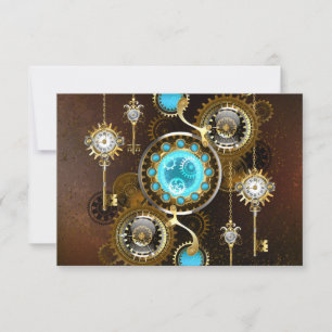 Steampunk Rusty Hintergrund mit türkisfarbenen Lin Save The Date