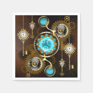 Steampunk Rusty Hintergrund mit türkisfarbenen Lin Serviette