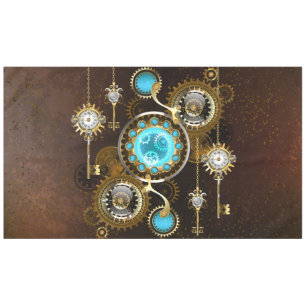 Steampunk Rusty Hintergrund mit türkisfarbenen Lin Tischdecke