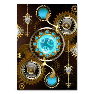 Steampunk Rusty Hintergrund mit türkisfarbenen Lin Tischnummer