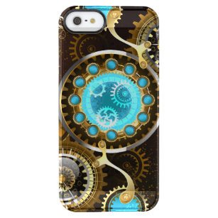 Steampunk Rusty Hintergrund mit türkisfarbenen Lin Durchsichtige iPhone SE/5/5s Hülle