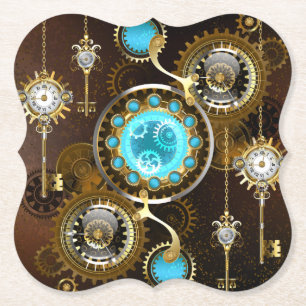 Steampunk Rusty Hintergrund mit türkisfarbenen Lin Untersetzer