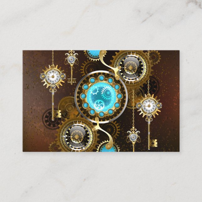 Steampunk Rusty Hintergrund mit türkisfarbenen Lin Visitenkarte (Vorderseite)