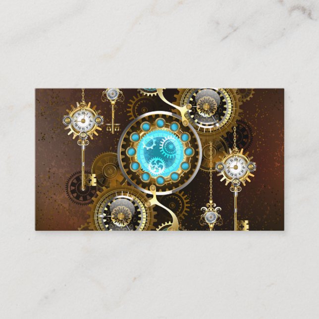 Steampunk Rusty Hintergrund mit türkisfarbenen Lin Visitenkarte (Vorderseite)